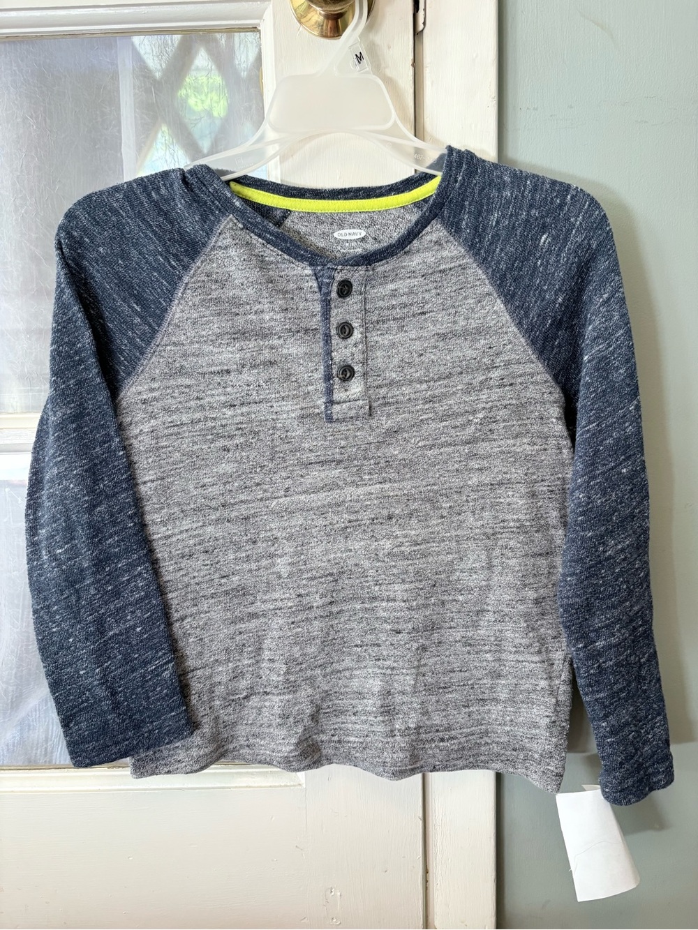Old Navy Boys' Long-Sleeve Henley - Heather Gray & Navy Raglan